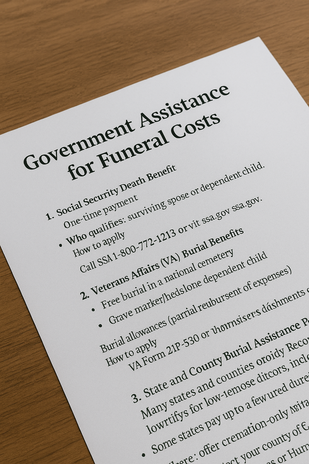 Government Assistance for Funeral Costs: What Help Is Available